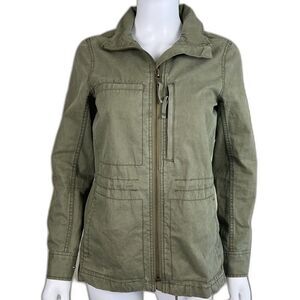 Madewell Womens Size S Green Military Fleet Jacket Full Zip Canvas Cargo Utility